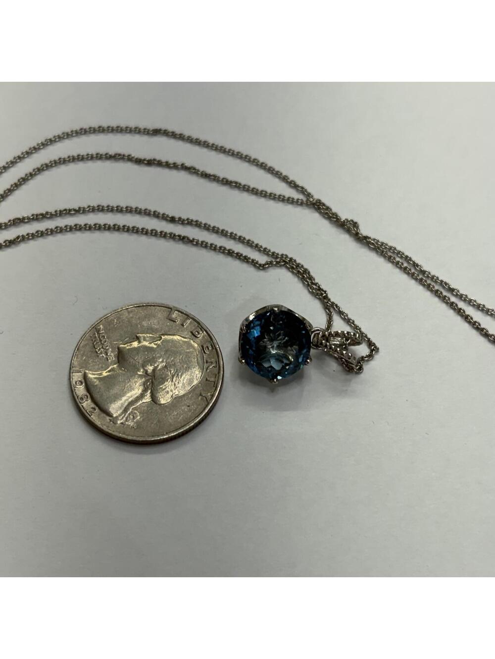 Aqua blue spinel gemstone sterling necklace - Picture 5 of 5